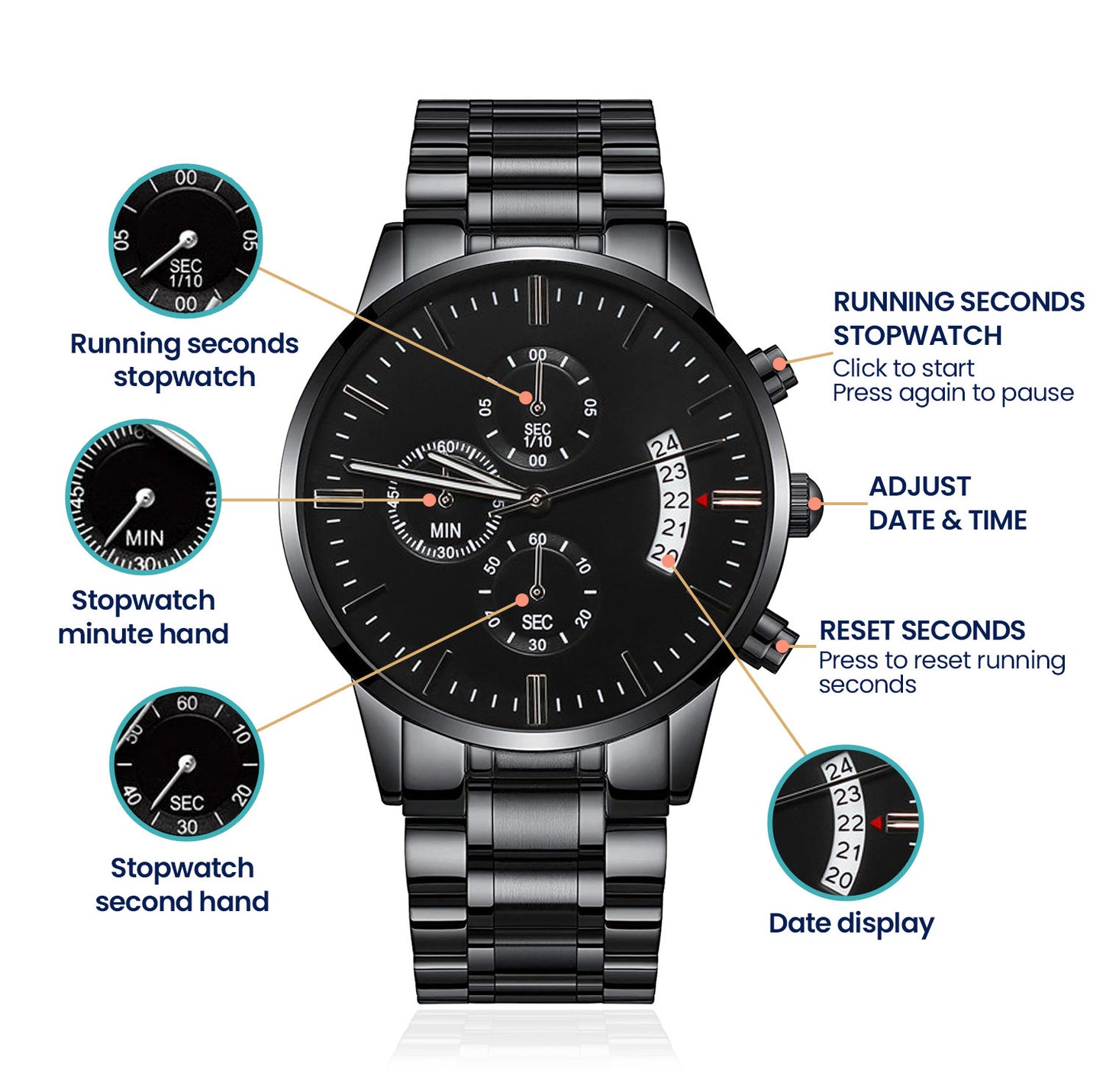 THE WORLD'S GREATEST BEST MAN - Black Chronograph Men's Watch