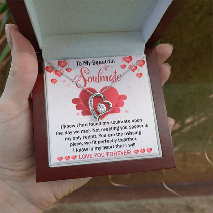 To My Beautiful Soulmate - "Not Meeting You Sooner is My Only Regret." - Forever Love Necklace