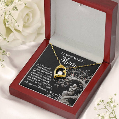 TO MY BEAUTIFUL MOM - "You Held My Hand For Many Years" - Forever Love Necklace