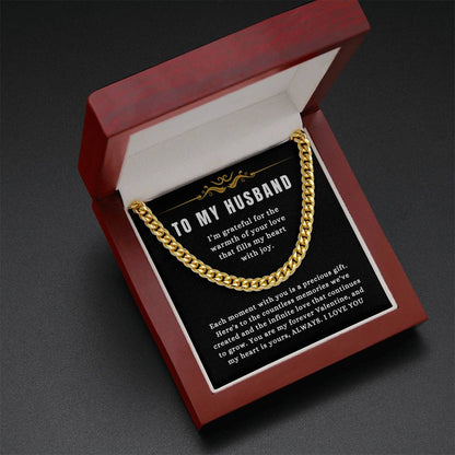 To My Husband - "You Are My Favorite Valentine." - Cuban Link Chain