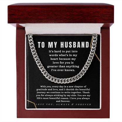 TO MY HUSBAND - "You are My Life's Most Beautiful Reason." - Cuban Link Chain