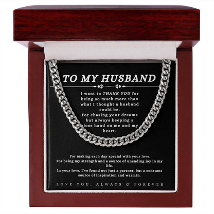 TO MY HUSBAND - "THANK YOU." - Cuban Link Chain