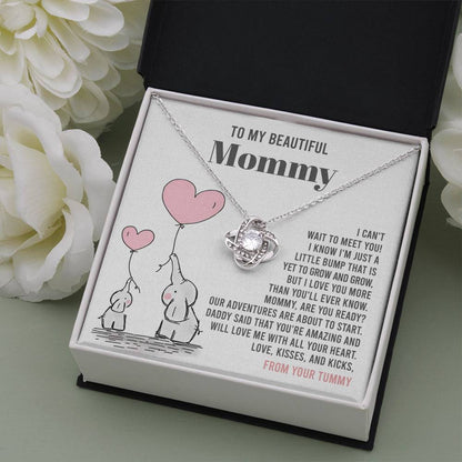 To My Beautiful Mommy - "Mommy Are You Ready?." - Love Knot Necklace