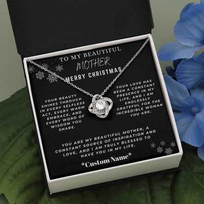 To My Beautiful Mother. "Merry Christmas. I Am Endlessly Grateful". - Love Knot Necklace