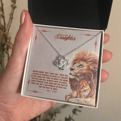 TO MY DAUGHTER - "This Old Lion Will Always Have Your Back - Love Dad." - Love Knot Necklace