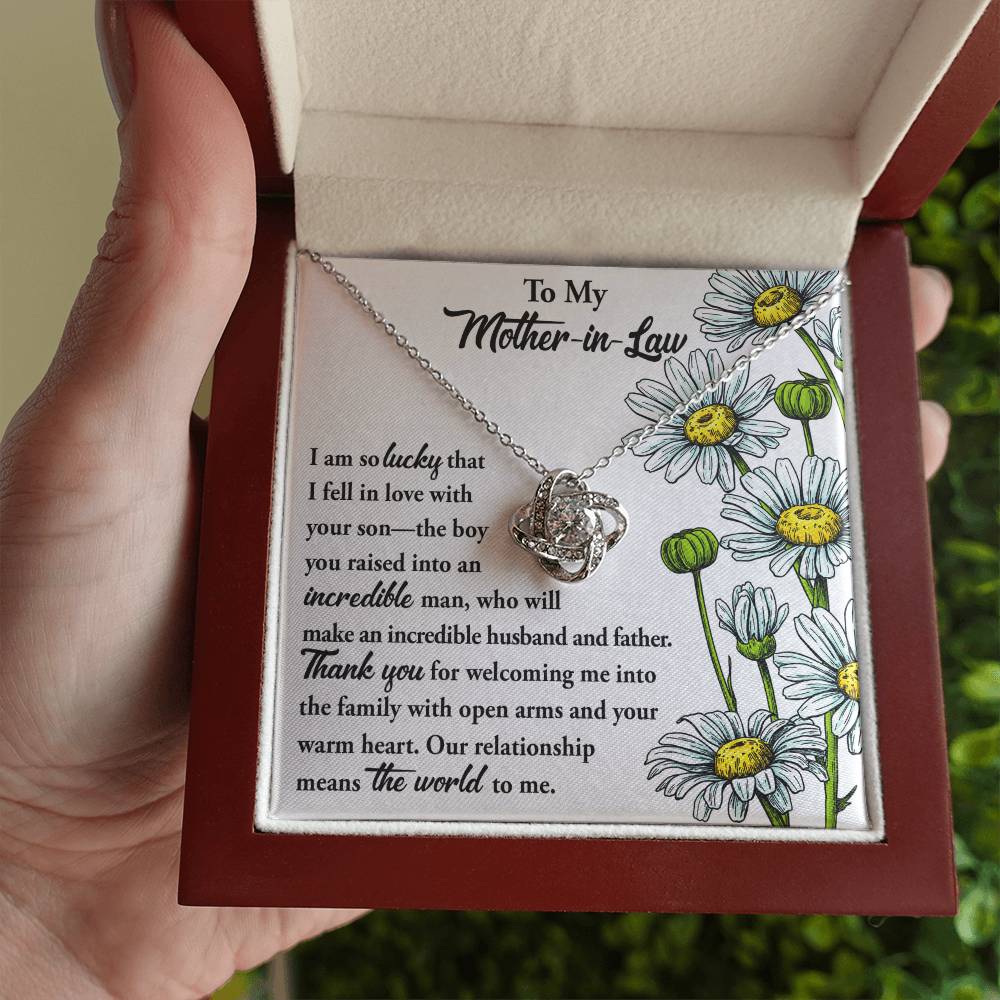 To My Mother-In-Law - "The Boy You Raised Into an Incredible Man." - Love Knot Necklace