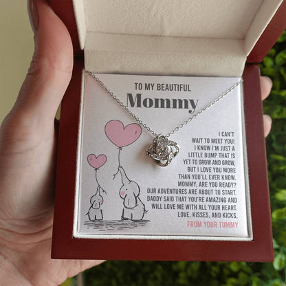 To My Beautiful Mommy - "Mommy Are You Ready?." - Love Knot Necklace