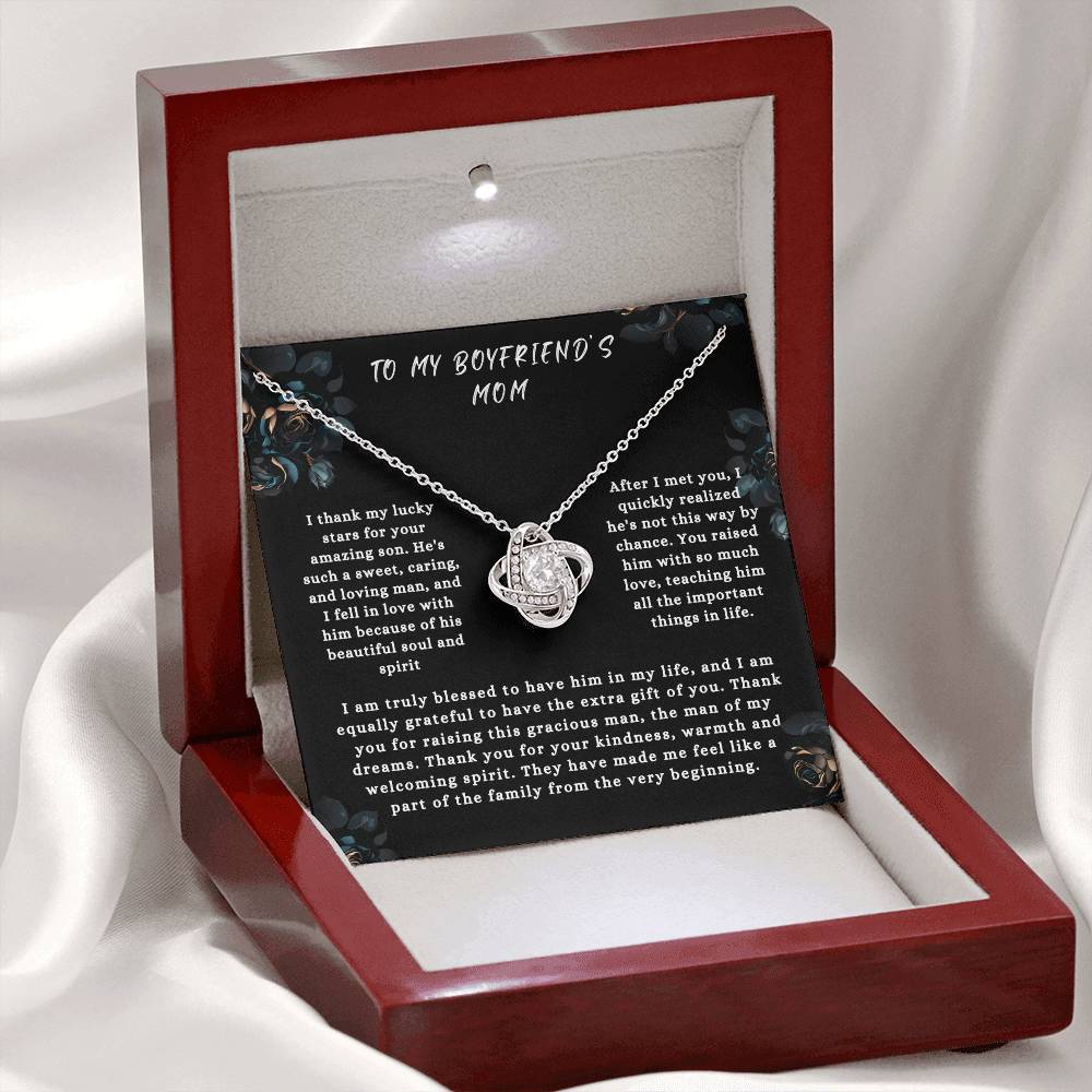 TO MY  BOYFRIEND'S MOM - "Thank you for raising this gracious man." - Love Knot Necklace