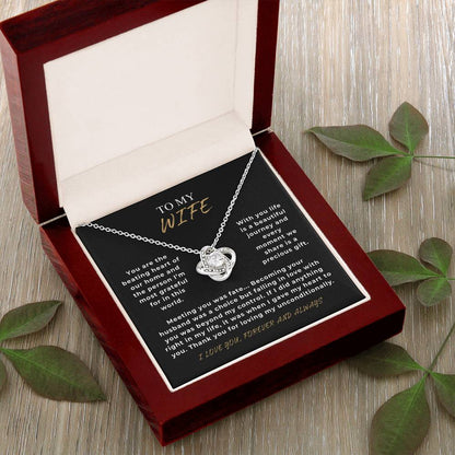 To My Wife - "You Are The Beating Heart of Our Home." - Love Knot Necklace