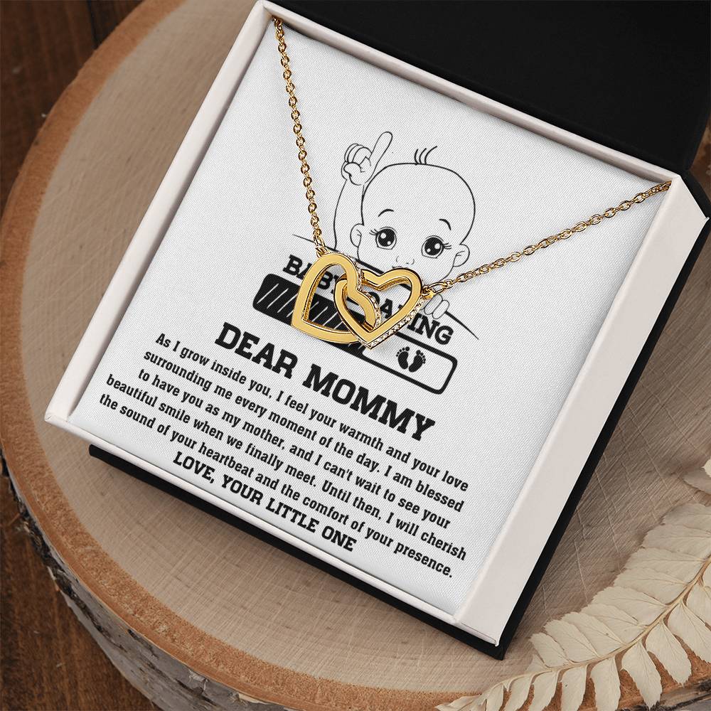 Dear Mommy - "I Can't Wait To See Your Beautiful Smile." - Interlocking Hearts Necklace