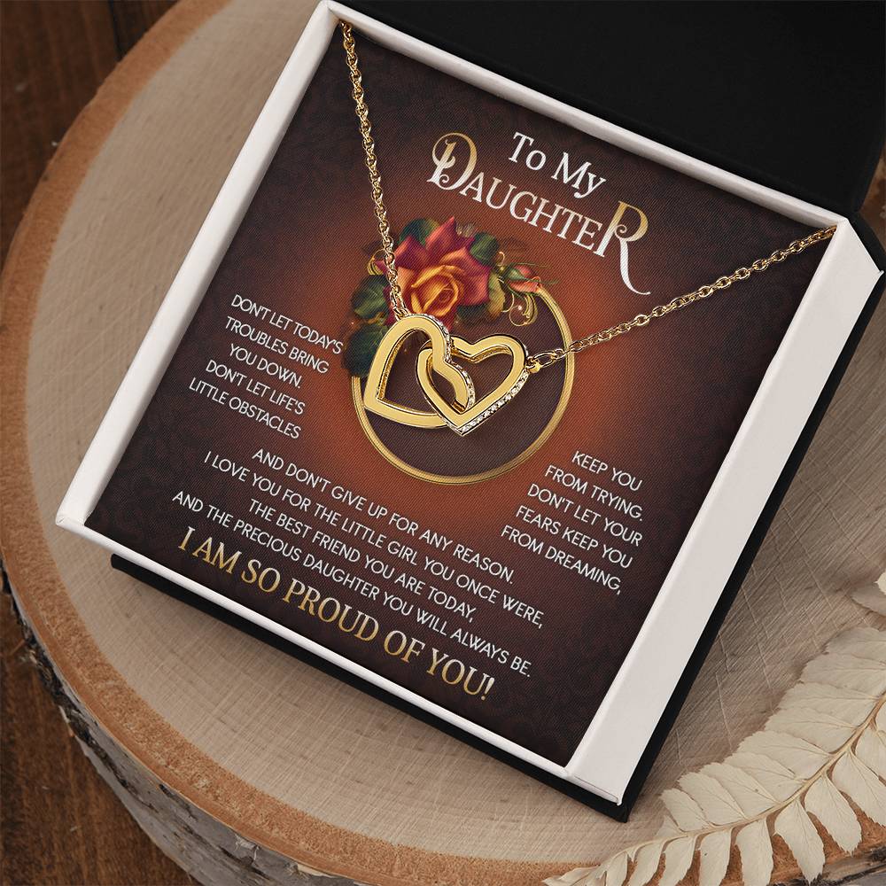 To My Daughter - "I love You For The Little Girl You Once Were..." - Interlocking Hearts Necklace