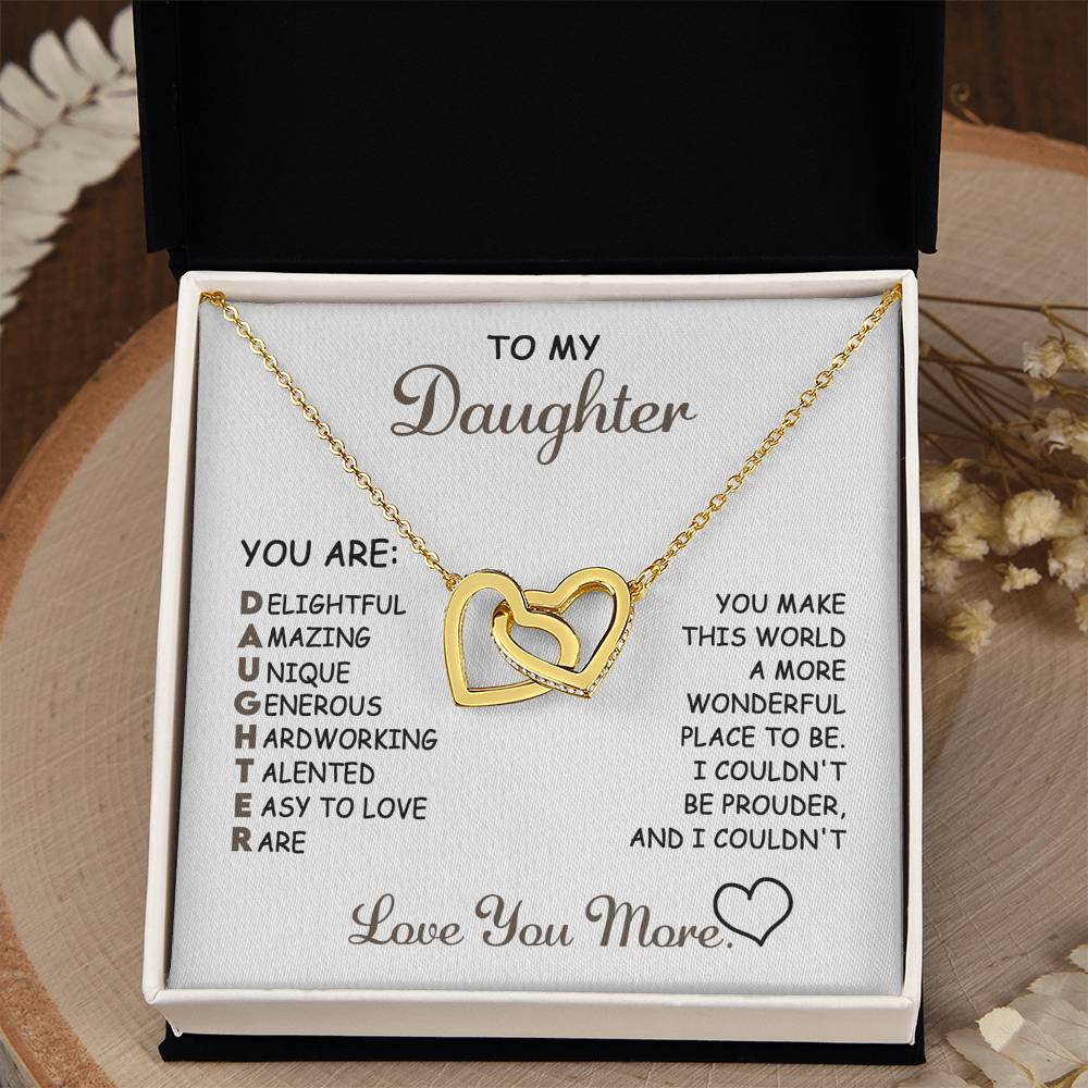 To My Daughter - "You Make this World a More Wonderful Place..." - Interlocking Hearts Necklace