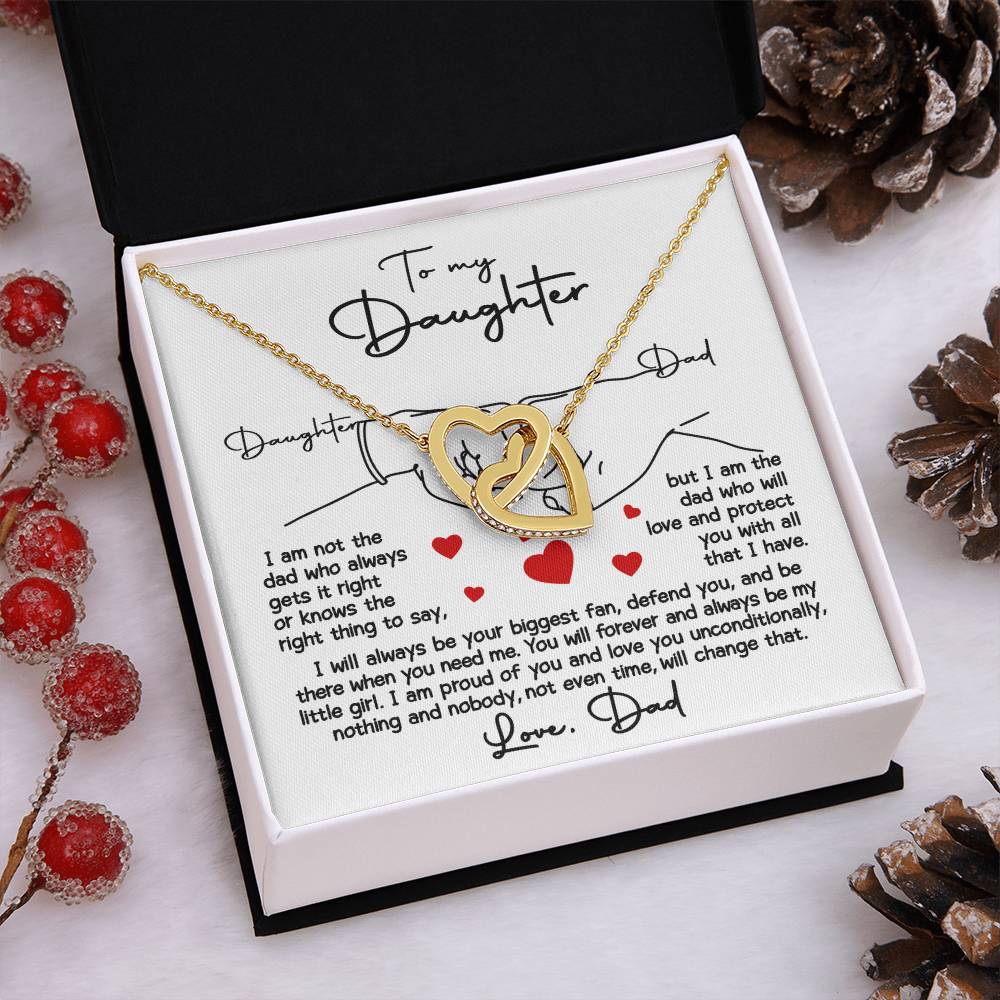 To My Daughter From Dad - "I Will Always Be Your Biggest Fan." - Interlocking Hearts Necklace