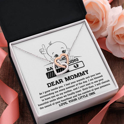 Dear Mommy - "I Can't Wait To See Your Beautiful Smile." - Interlocking Hearts Necklace