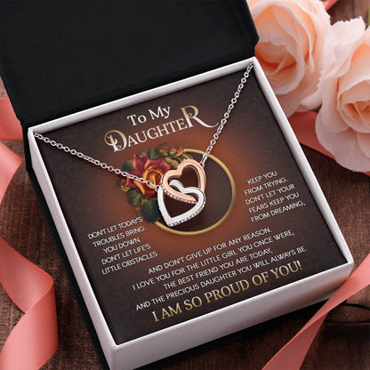 To My Daughter - "I love You For The Little Girl You Once Were..." - Interlocking Hearts Necklace