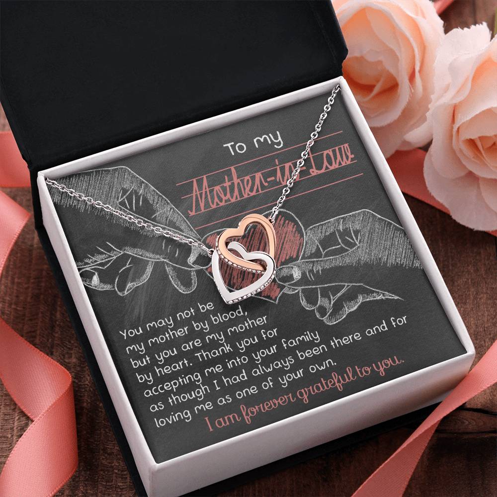 To My Mother-In-Law - "You Are My Mother By Heart." - Interlocking Hearts Necklace