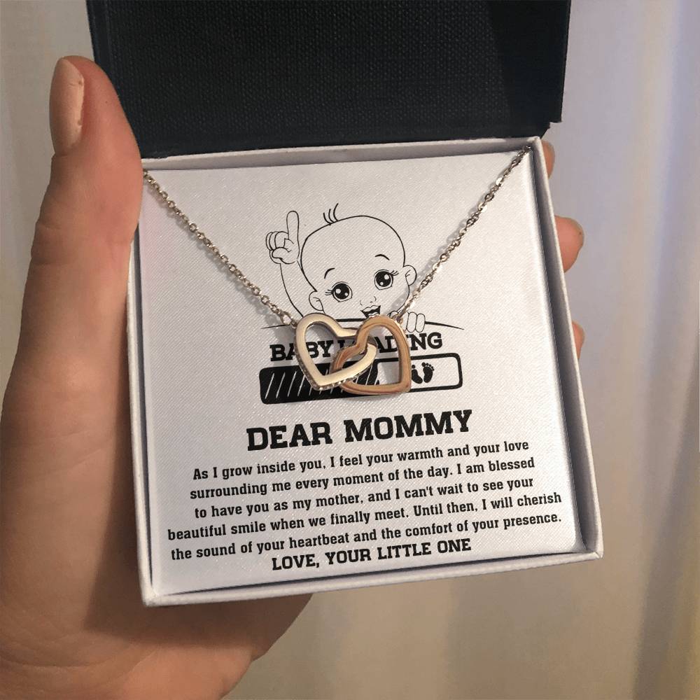 Dear Mommy - "I Can't Wait To See Your Beautiful Smile." - Interlocking Hearts Necklace