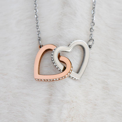 SUPER MOM - "You Are A Super Mom... Love, Kisses & Kicks From My Tummy." - Interlocking Hearts Necklace