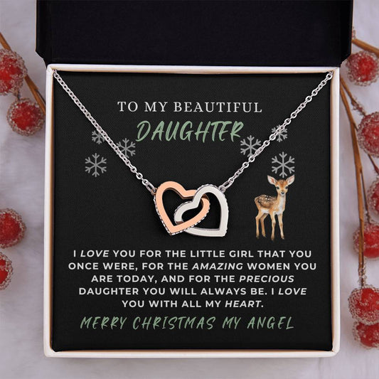 To My Beautiful Daughter. Christmas Gift - Interlocking Hearts Necklace