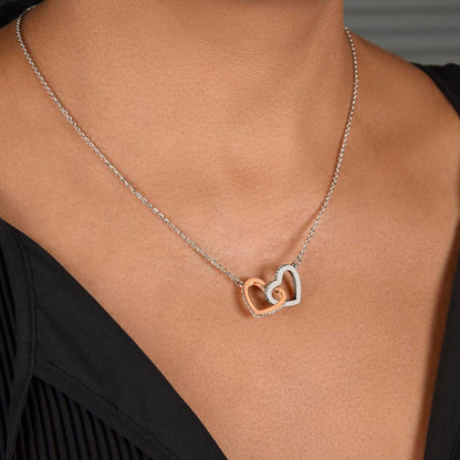 TO MY DAUGHTER - "LUCKY AND PROUD" - Interlocking Hearts Necklace