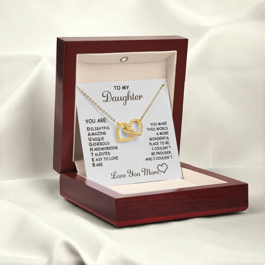 To My Daughter - "You Make this World a More Wonderful Place..." - Interlocking Hearts Necklace