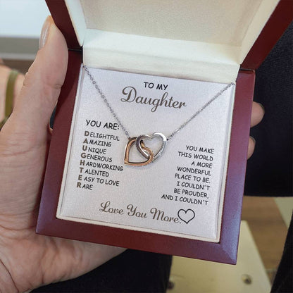 To My Daughter - "You Make this World a More Wonderful Place..." - Interlocking Hearts Necklace