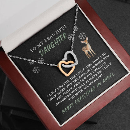 To My Beautiful Daughter. Christmas Gift - Interlocking Hearts Necklace