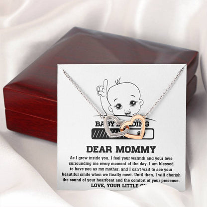 Dear Mommy - "I Can't Wait To See Your Beautiful Smile." - Interlocking Hearts Necklace