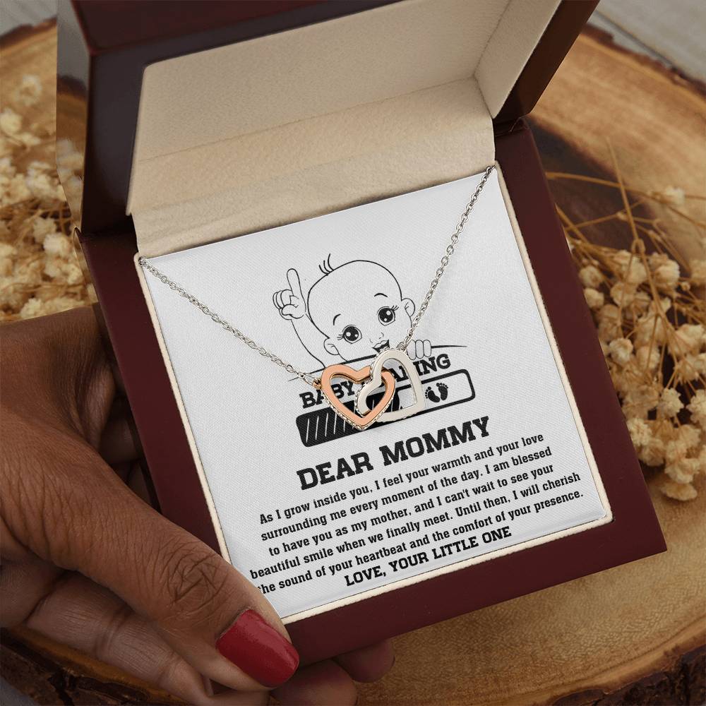 Dear Mommy - "I Can't Wait To See Your Beautiful Smile." - Interlocking Hearts Necklace