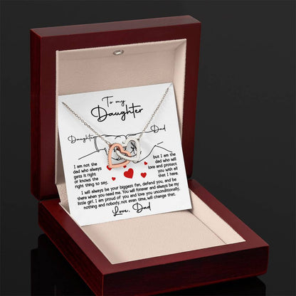 To My Daughter From Dad - "I Will Always Be Your Biggest Fan." - Interlocking Hearts Necklace