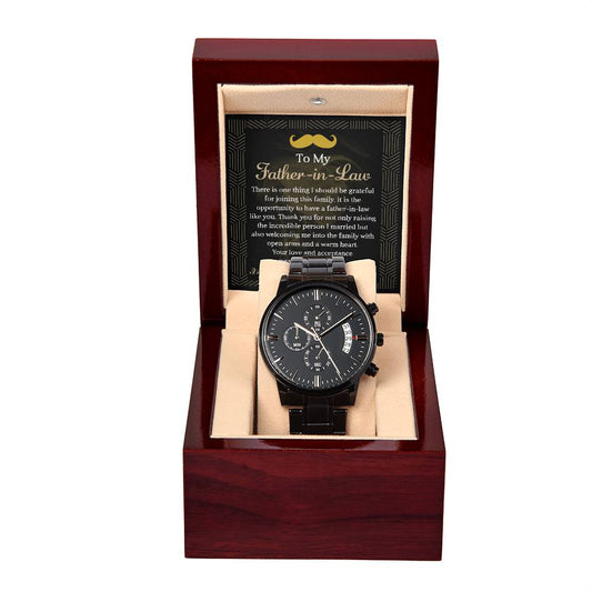 TO MY FATHER-IN-LAW  "I'M TRULY BLESSED.." - Black Chronograph Men's Watch