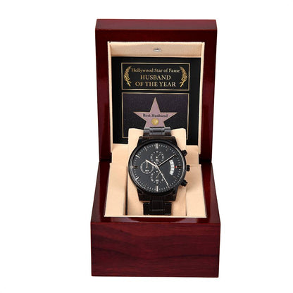 HOLLYWOOD STAR OF FAME - HUSBAND OF THE YEAR - Black Chronograph Men's Watch