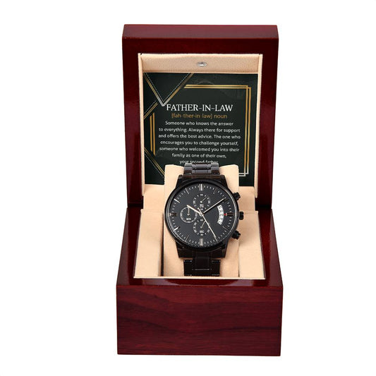 FATHER-IN-LAW - "YOUR SECOND FATHER" - Black Chronograph Men's Watch