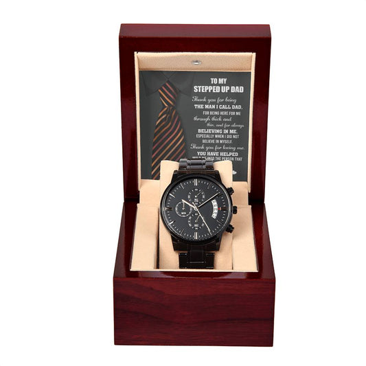 TO MY STEPPED UP DAD - "THANK YOU" - Black Chronograph Men's Watch