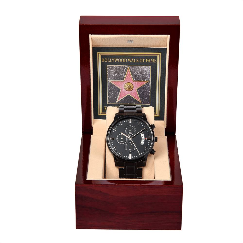 HOLLYWOOD WALK OF FAME - "FATHER OF THE YEAR" - Black Chronograph Men's Watch