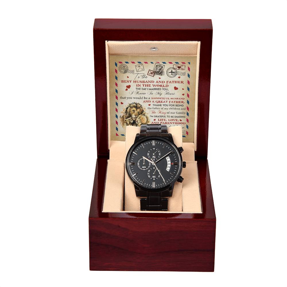 "BEST HUSBAND AND FATHER IN THE WORLD" - Black Chronograph Men's Watch