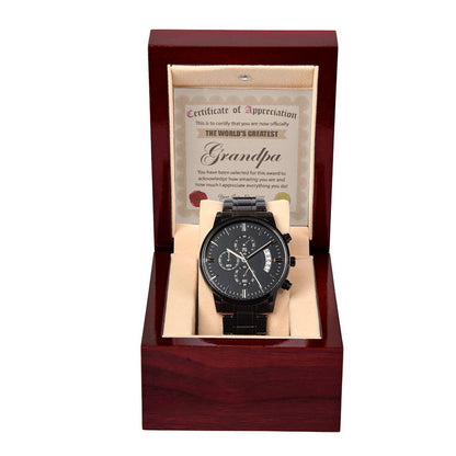 CERTIFICATE OF APPRECIATION - "THE WORLD'S GREATEST GRANDPA"  - Black Chronograph Men's Watch