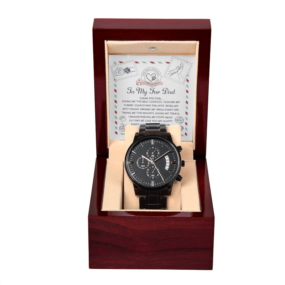 TO MY FUR DAD - "THANK YOU FOR..." - Black Chronograph Men's Watch