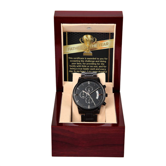 "No 1 FATHER OF THE YEAR" - Black Chronograph Men's Watch