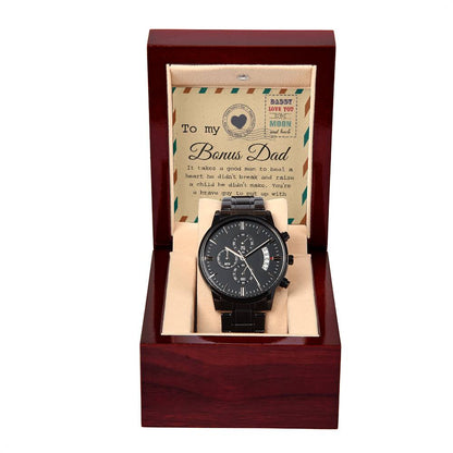 TO MY BONUS DAD - "I'M THANKFUL EVERY DAY" - Black Chronograph Men's Watch