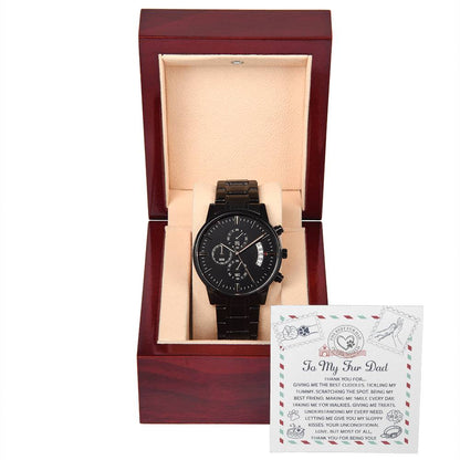 TO MY FUR DAD - "THANK YOU FOR..." - Black Chronograph Men's Watch