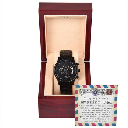 TO MY BOYFRIEND'S AMAZING DAD - "THANK YOU" -Black Chronograph Men's Watch