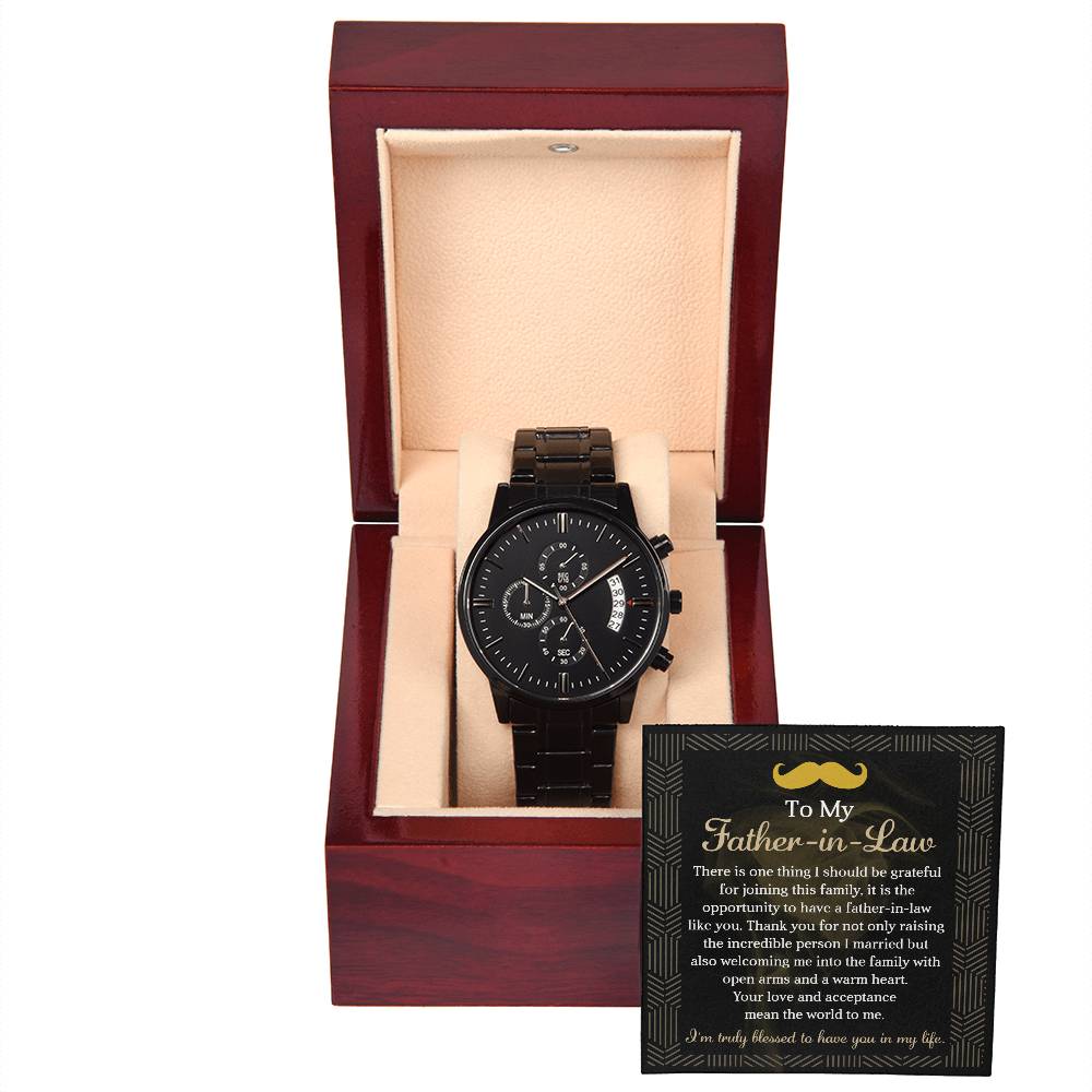 TO MY FATHER-IN-LAW  "I'M TRULY BLESSED.." - Black Chronograph Men's Watch