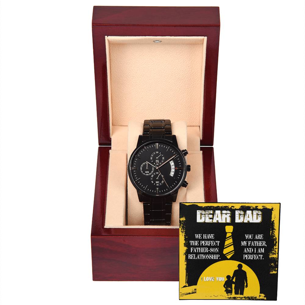 DEAR DAD - Black Chronograph Men's Watch