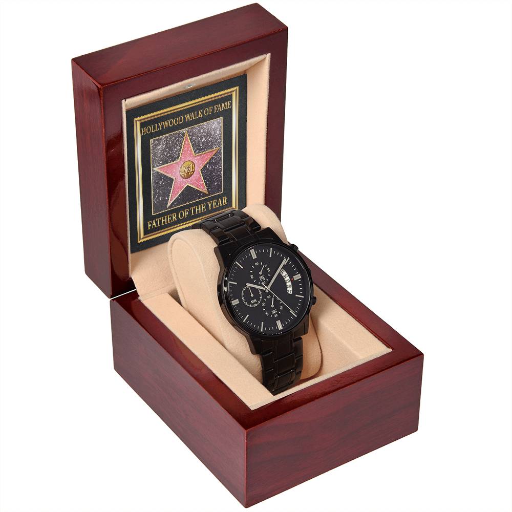 HOLLYWOOD WALK OF FAME - "FATHER OF THE YEAR" - Black Chronograph Men's Watch