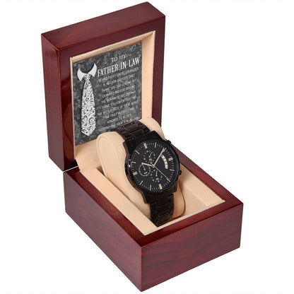 TO MY FATHER-IN-LAW  "THANK YOU FOR ENTRUSTING ME..." - Black Chronograph Men's Watch