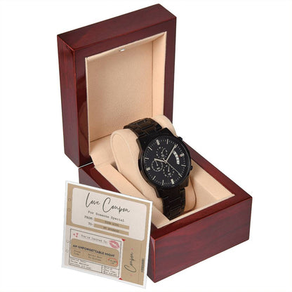 LOVE COUPON FROM WIFE TO HUSBAND - Black Chronograph Men's Watch