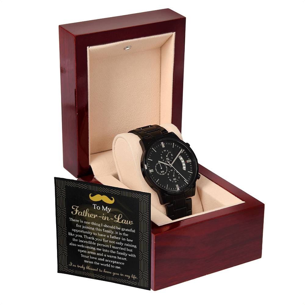 TO MY FATHER-IN-LAW  "I'M TRULY BLESSED.." - Black Chronograph Men's Watch