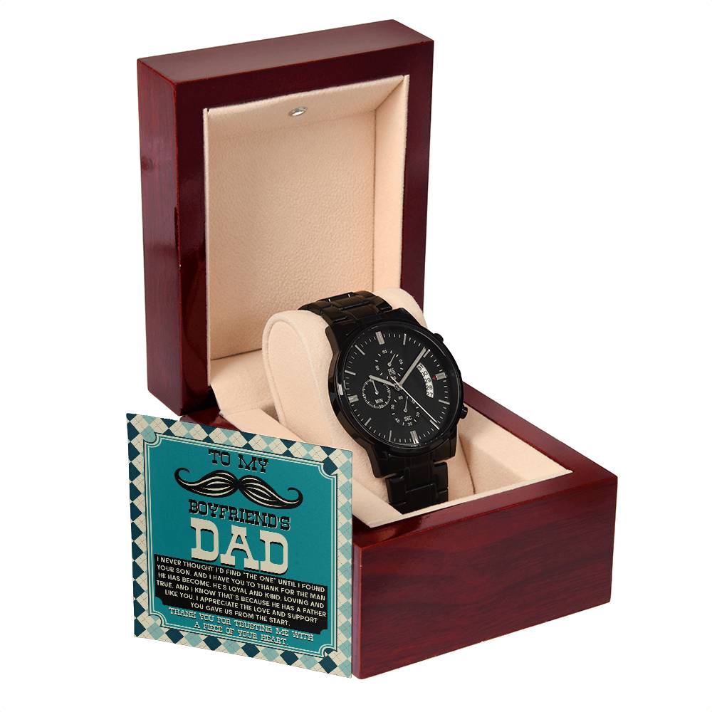 TO MY BOYFRIEND'S DAD - "A PIECE OF YOUR HEART" - Black Chronograph Men's Watch