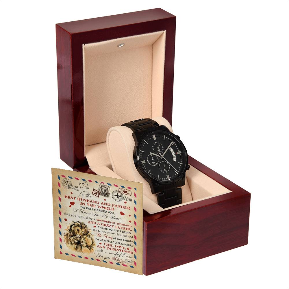 "BEST HUSBAND AND FATHER IN THE WORLD" - Black Chronograph Men's Watch